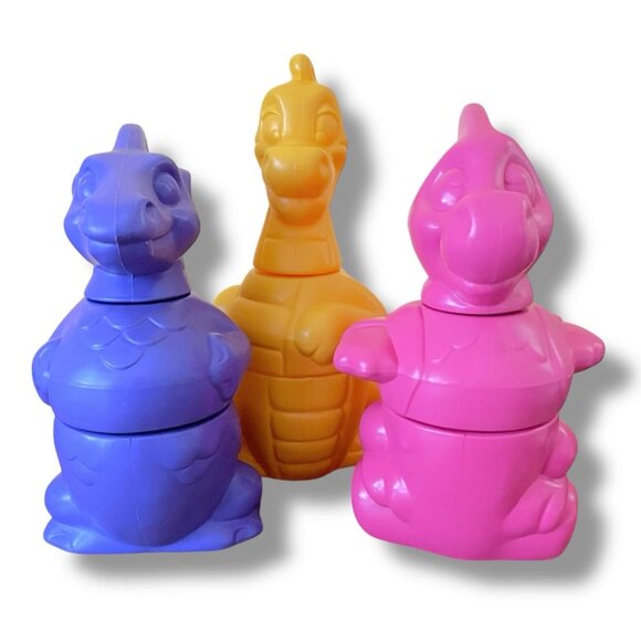 Vintage 90s Tupperware TupperToys Mix & Match Dragons Toy Stacking Blow Mold - Picture 1 of 16